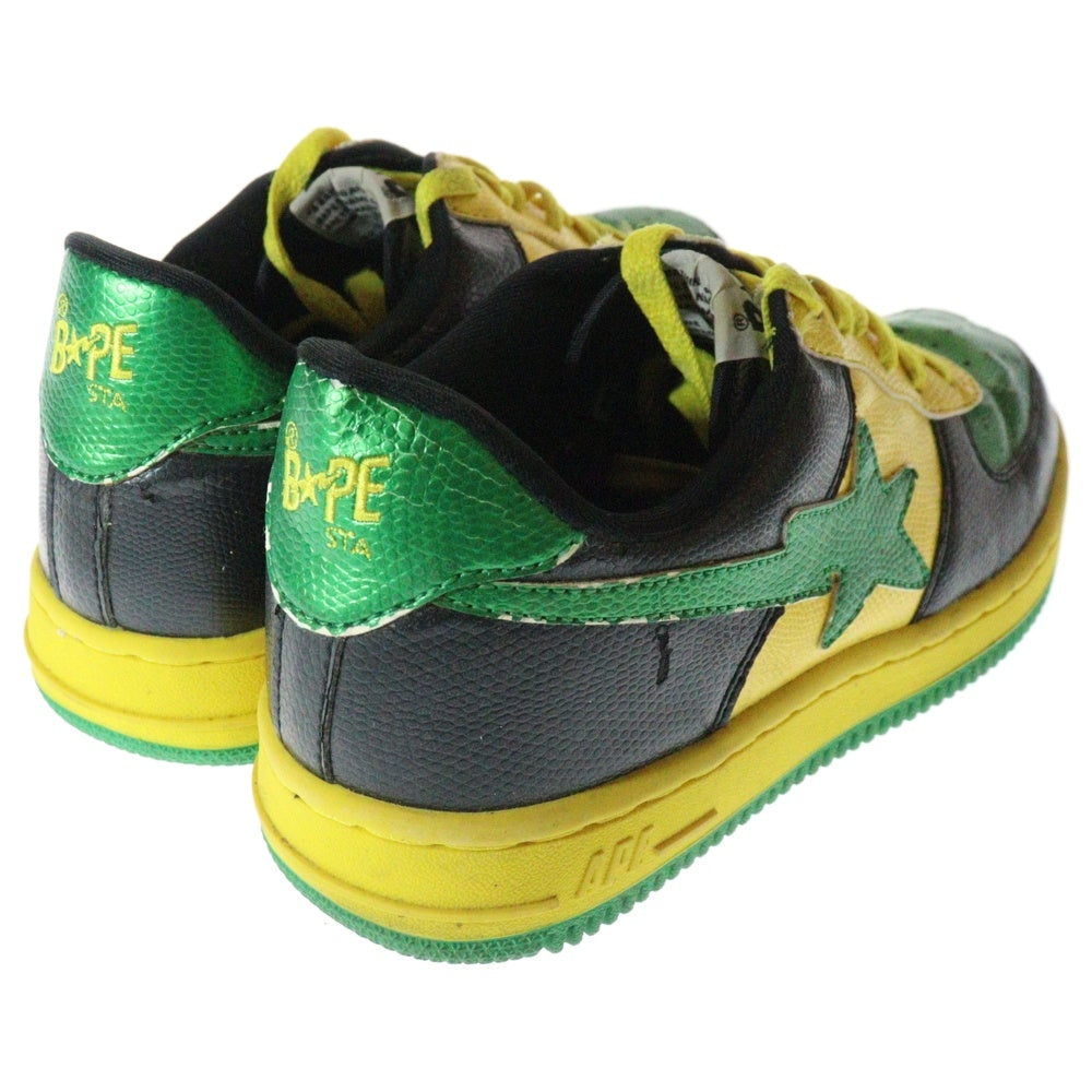 A BATHING APE(アベイシングエイプ) BAPESTA Snake ベイプスタ スネーク ローカットスニーカー グリーン/イエロー/ブラック US8.5/26.5cm FS-001