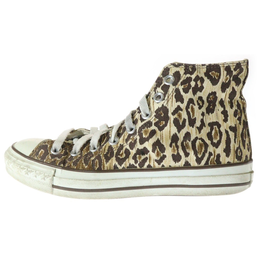 A BATHING APE(アベイシングエイプ) BAPESTA ヒョウ総柄キャンバスハイカットスニーカー レディース 24.5cm ブラウン FS-010