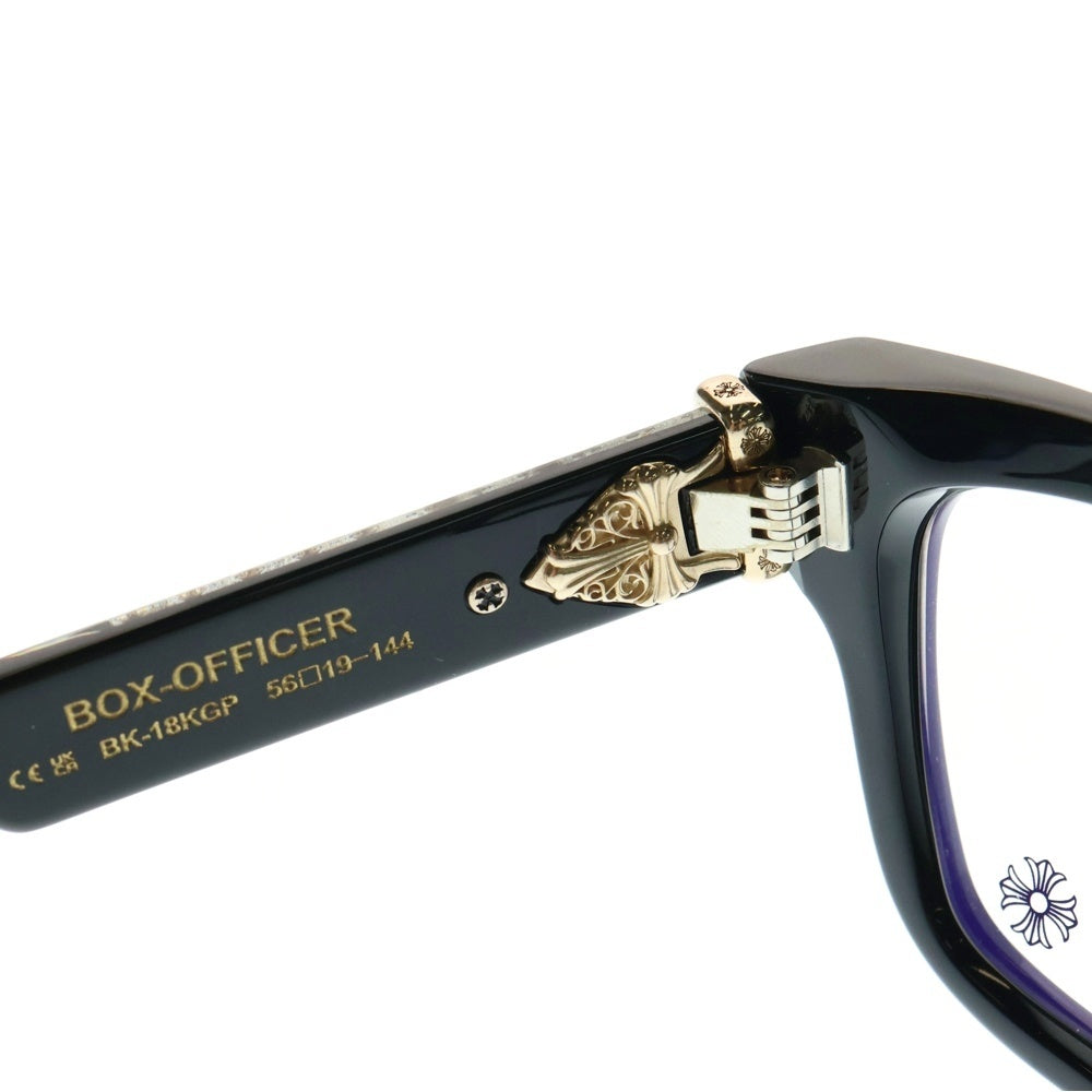 CHROME HEARTS(クロムハーツ) BOX-OFFICER BK-18KGP ダガーテンプル装飾 デモレンズ ブラックフレーム サングラス アイウェア ブラック/ゴールド