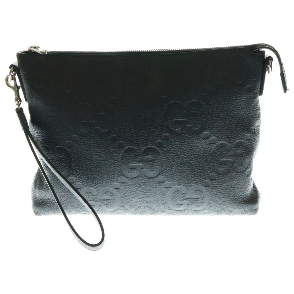 GUCCI(グッチ) ジャンボGG ミディアム レザークロスボディバッグ ブラック