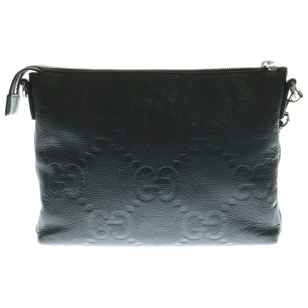 GUCCI(グッチ) ジャンボGG ミディアム レザークロスボディバッグ ブラック