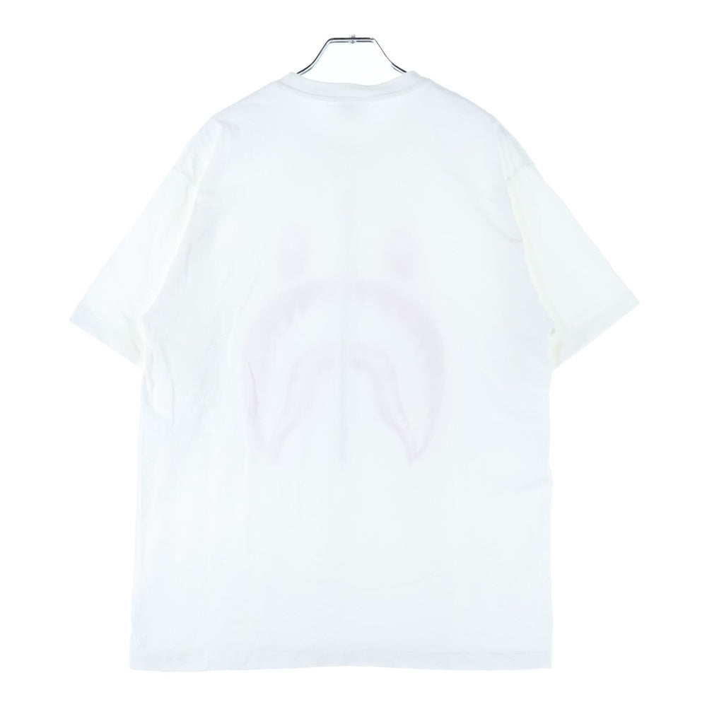 A BATHING APE(アベイシングエイプ) SHARK TEE シャークジップフロントプリントクルーネック半袖Tシャツカットソー ホワイト 001TEI801006M