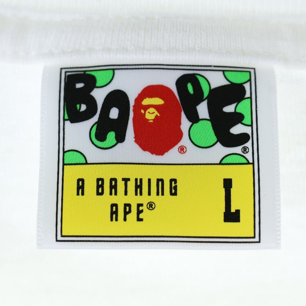 A BATHING APE(アベイシングエイプ) SHARK TEE シャークジップフロントプリントクルーネック半袖Tシャツカットソー ホワイト 001TEI801006M