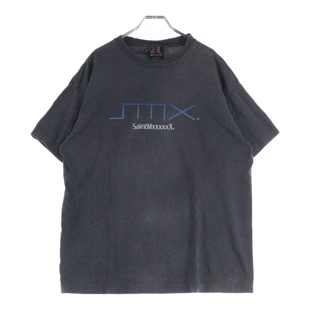 SAINT MICHAEL(セントマイケル) 24SS ヴィンテージ加工SMXプリント クルーネク半袖Tシャツカットソー グレー SM-YS8-0000-003