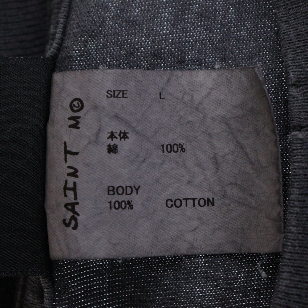 SAINT MICHAEL(セントマイケル) 24SS ヴィンテージ加工SMXプリント クルーネク半袖Tシャツカットソー グレー SM-YS8-0000-003