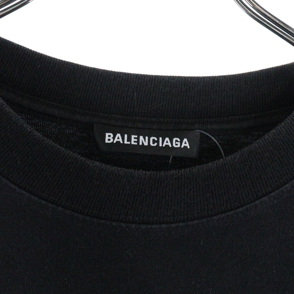 BALENCIAGA(バレンシアガ) 20SS REAL BALENCIAGA MEDIUM FIT リアルバレンシアガ モデルプリント ロゴプリントクルーネック半袖Tシャツカットソー ブラック