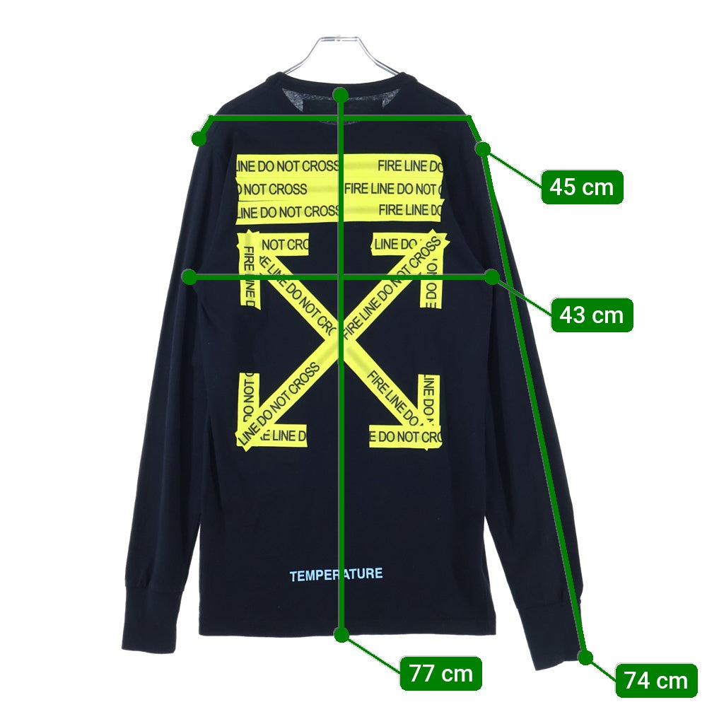 OFF-WHITE(オフホワイト) テープロゴプリント クルーネック長袖Tシャツカットソー ブラック OMAB001S18185006
