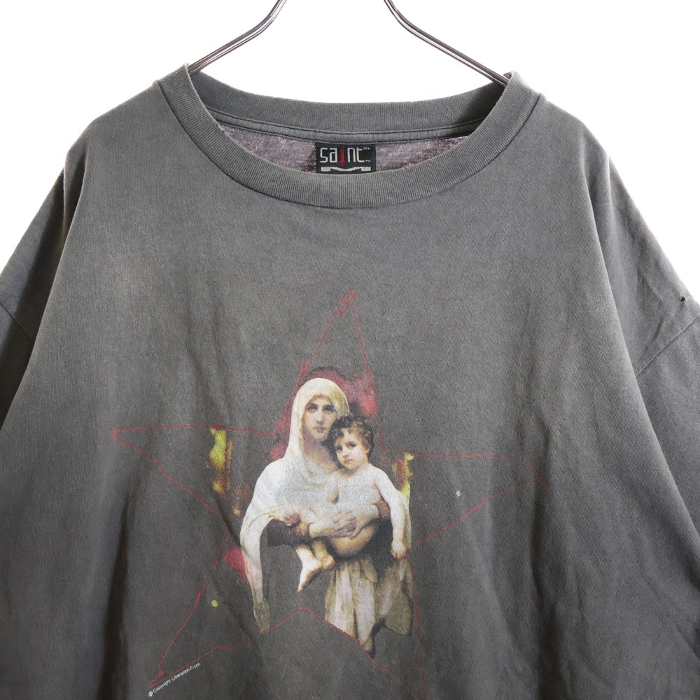 SAINT MICHAEL(セントマイケル) 23SS STR MARIA TEE スター マリア クルーネック 半袖カットソー Tシャツ ブラック SM-S23-0000-007