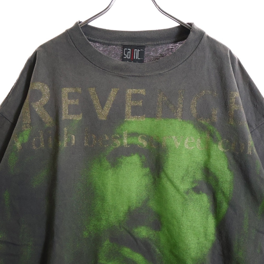 SAINT MICHAEL(セントマイケル) 23SS ×BERBERJIN BJ SS TEE REVENGE ベルベルジン ダメージ加工 クルーネック 半袖カットソー Tシャツ グレー SM-S23-0000-085