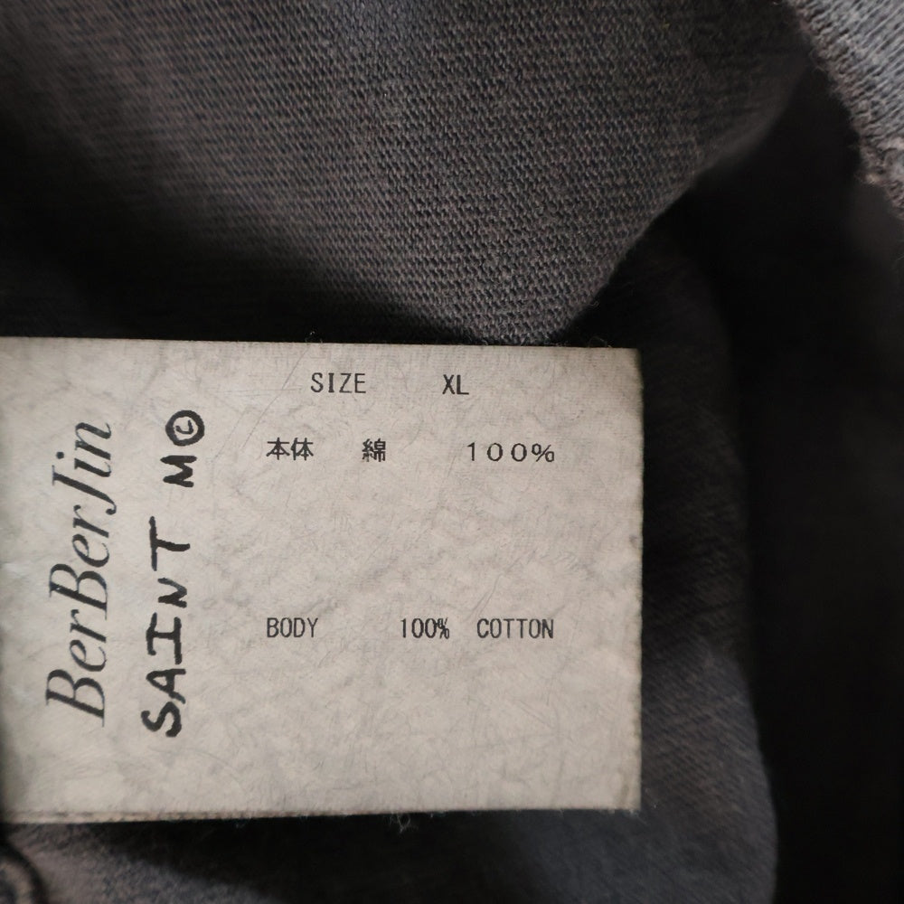 SAINT MICHAEL(セントマイケル) 23SS ×BERBERJIN BJ SS TEE REVENGE ベルベルジン ダメージ加工 クルーネック 半袖カットソー Tシャツ グレー SM-S23-0000-085