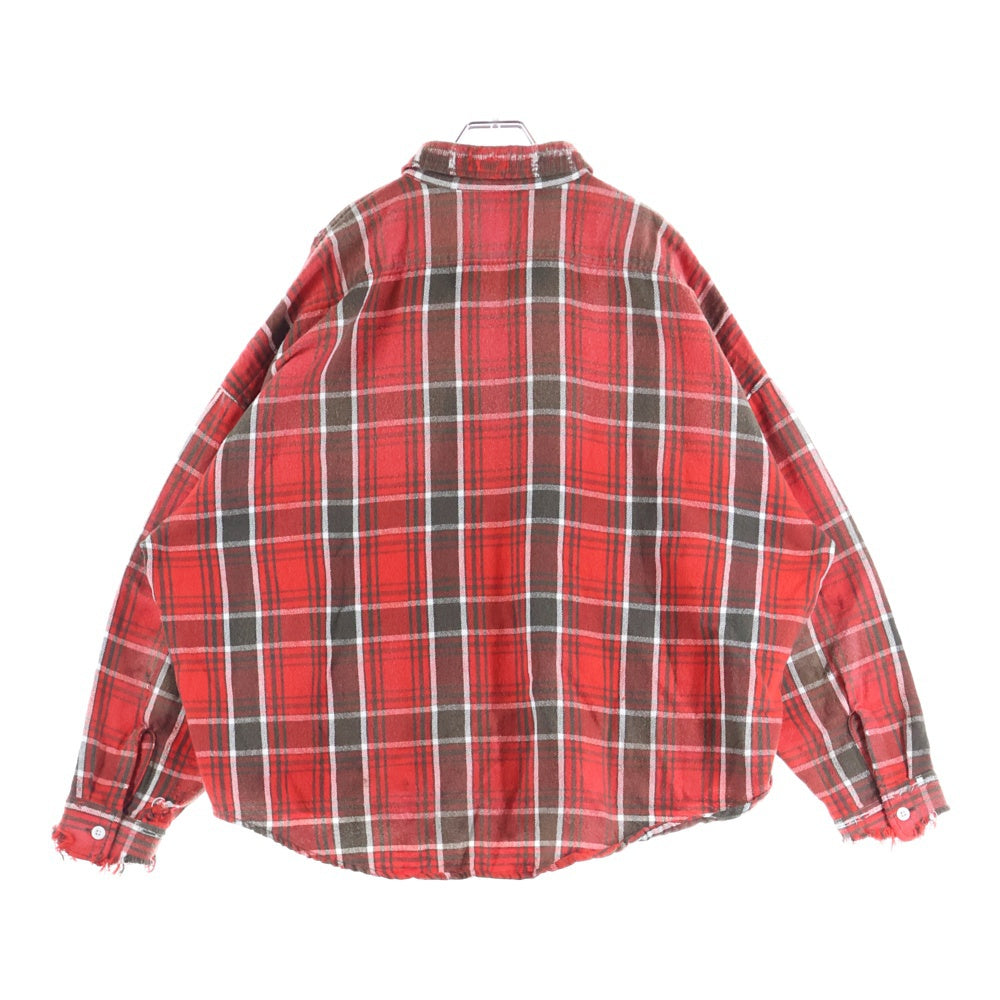 SAINT MICHAEL(セントマイケル) 24AW フランセルチェック 長袖シャツ レッド SM-YS1-0000-025