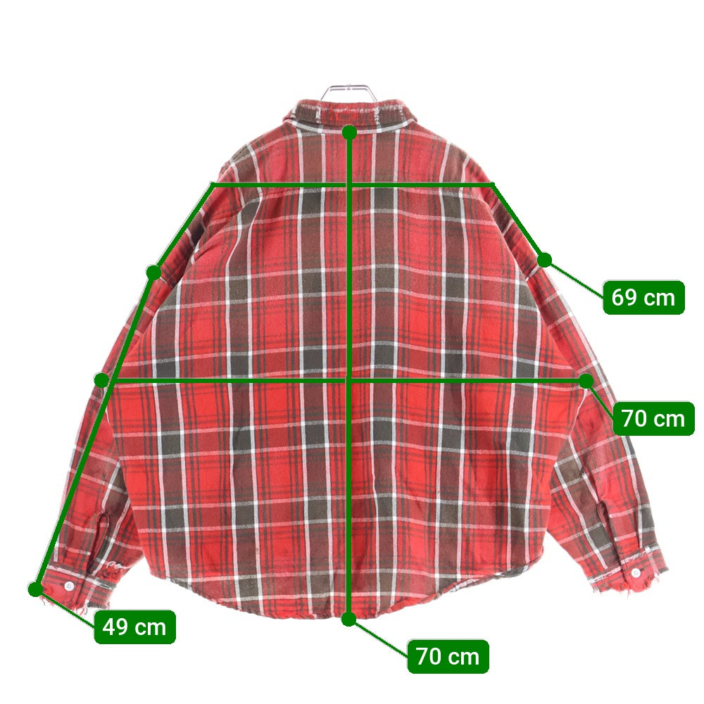 SAINT MICHAEL(セントマイケル) 24AW フランセルチェック 長袖シャツ レッド SM-YS1-0000-025