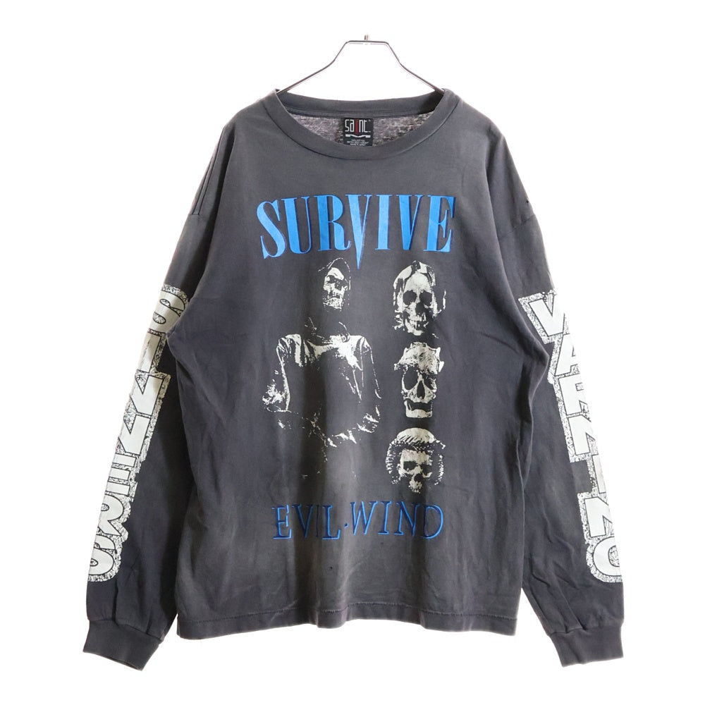 SAINT MICHAEL(セントマイケル) 23AW SURVIVE L/S TEE サバイブ クルーネック 長袖カットソー Tシャツ グレー SM-A23-0000-006