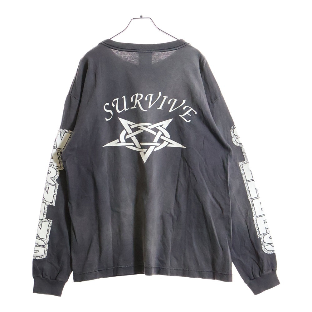 SAINT MICHAEL(セントマイケル) 23AW SURVIVE L/S TEE サバイブ クルーネック 長袖カットソー Tシャツ グレー SM-A23-0000-006