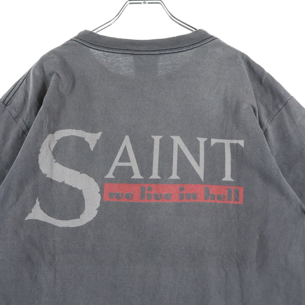 SAINT MICHAEL(セントマイケル) 23SS WE LIVE HELL TEE ウィ ライブ ヘル クルーネック 半袖カットソー Tシャツ グレー SM-S23-0000-009