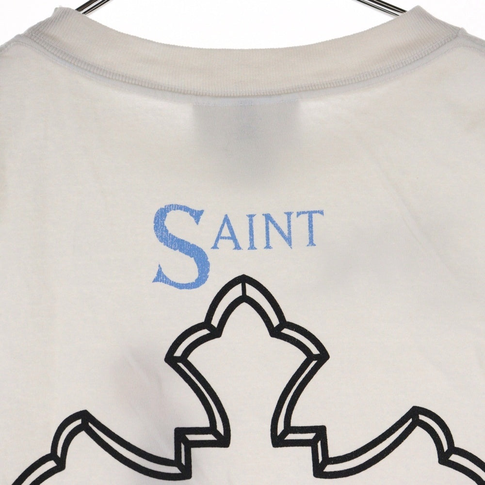 SAINT MICHAEL(セントマイケル) 25SS 2PAC TEE ツーパック フォトプリント ヴィンテージ加工 クルーネック 半袖カットソー Tシャツ ホワイト SM-HR8-0000-C15