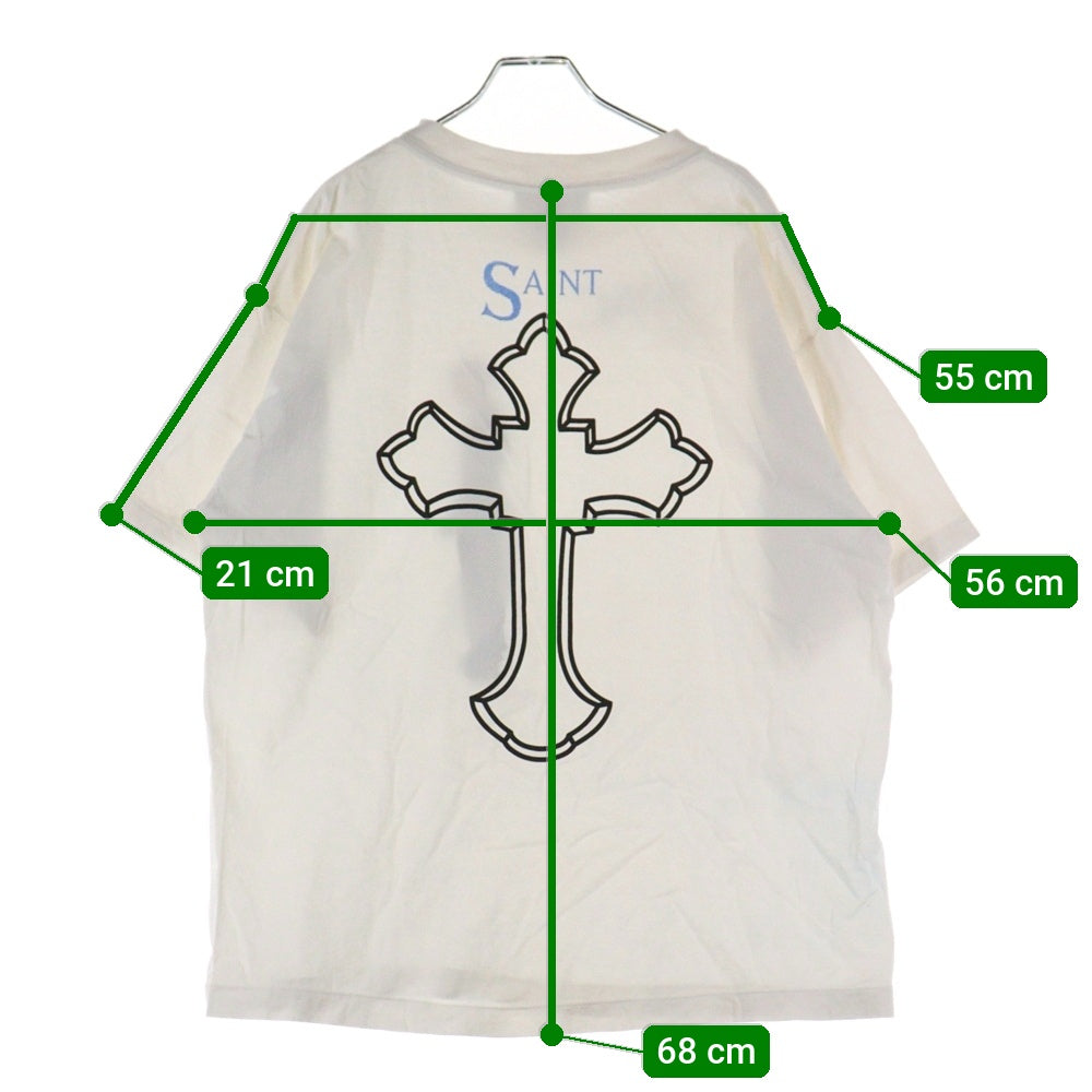 SAINT MICHAEL(セントマイケル) 25SS 2PAC TEE ツーパック フォトプリント ヴィンテージ加工 クルーネック 半袖カットソー Tシャツ ホワイト SM-HR8-0000-C15