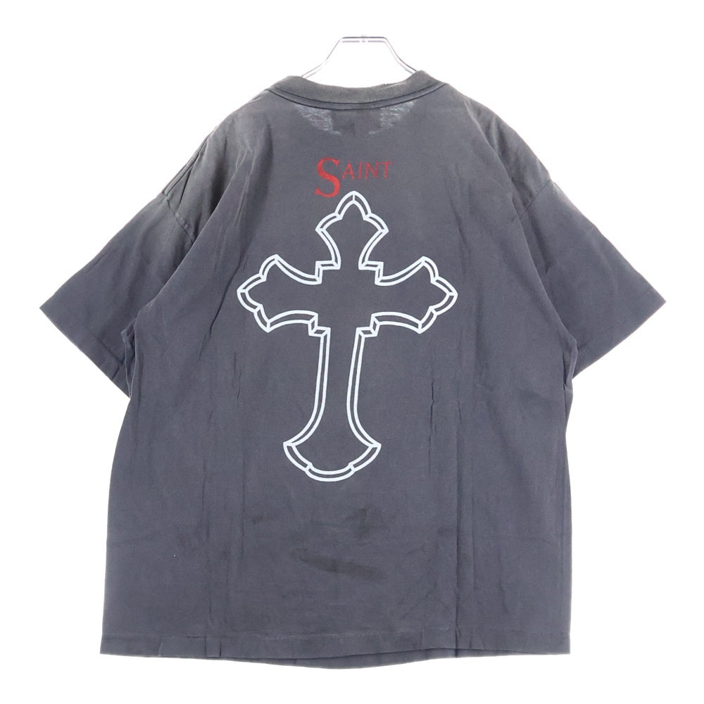 SAINT MICHAEL(セントマイケル) 25SS 2PAC 2PC_SS TEE 2パック フォトプリント ヴィンテージ加工 半袖Tシャツ ブラック SM-HR8-0000-C14