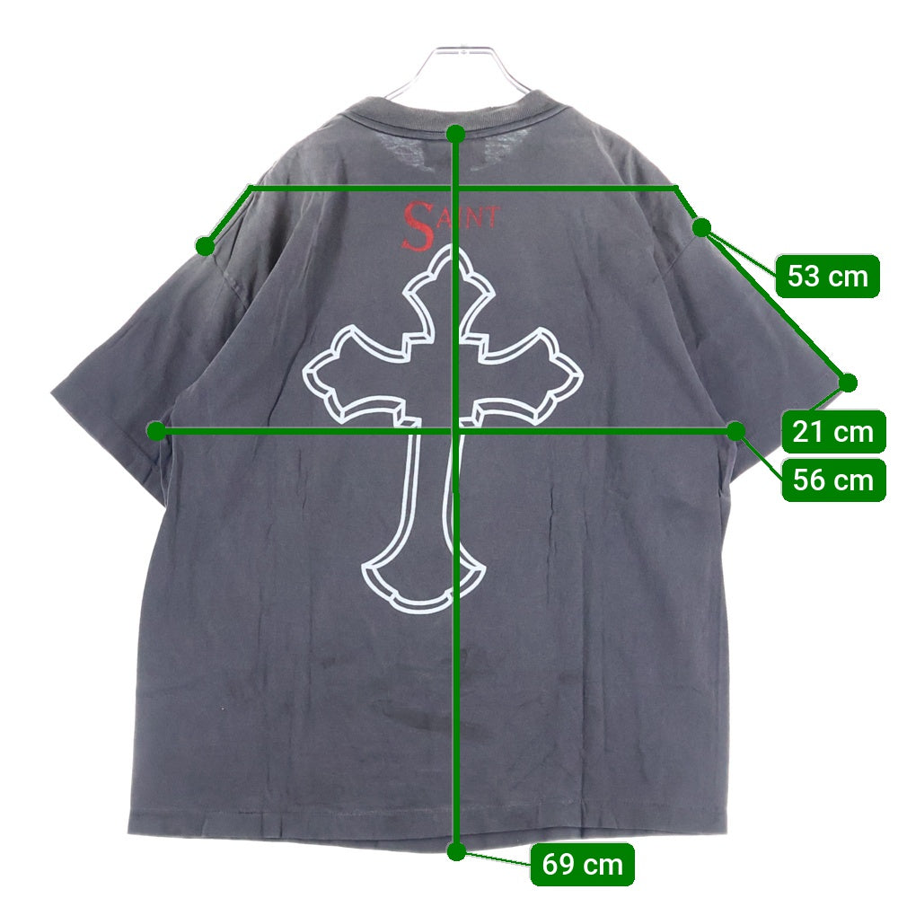 SAINT MICHAEL(セントマイケル) 25SS 2PAC 2PC_SS TEE 2パック フォトプリント ヴィンテージ加工 半袖Tシャツ ブラック SM-HR8-0000-C14