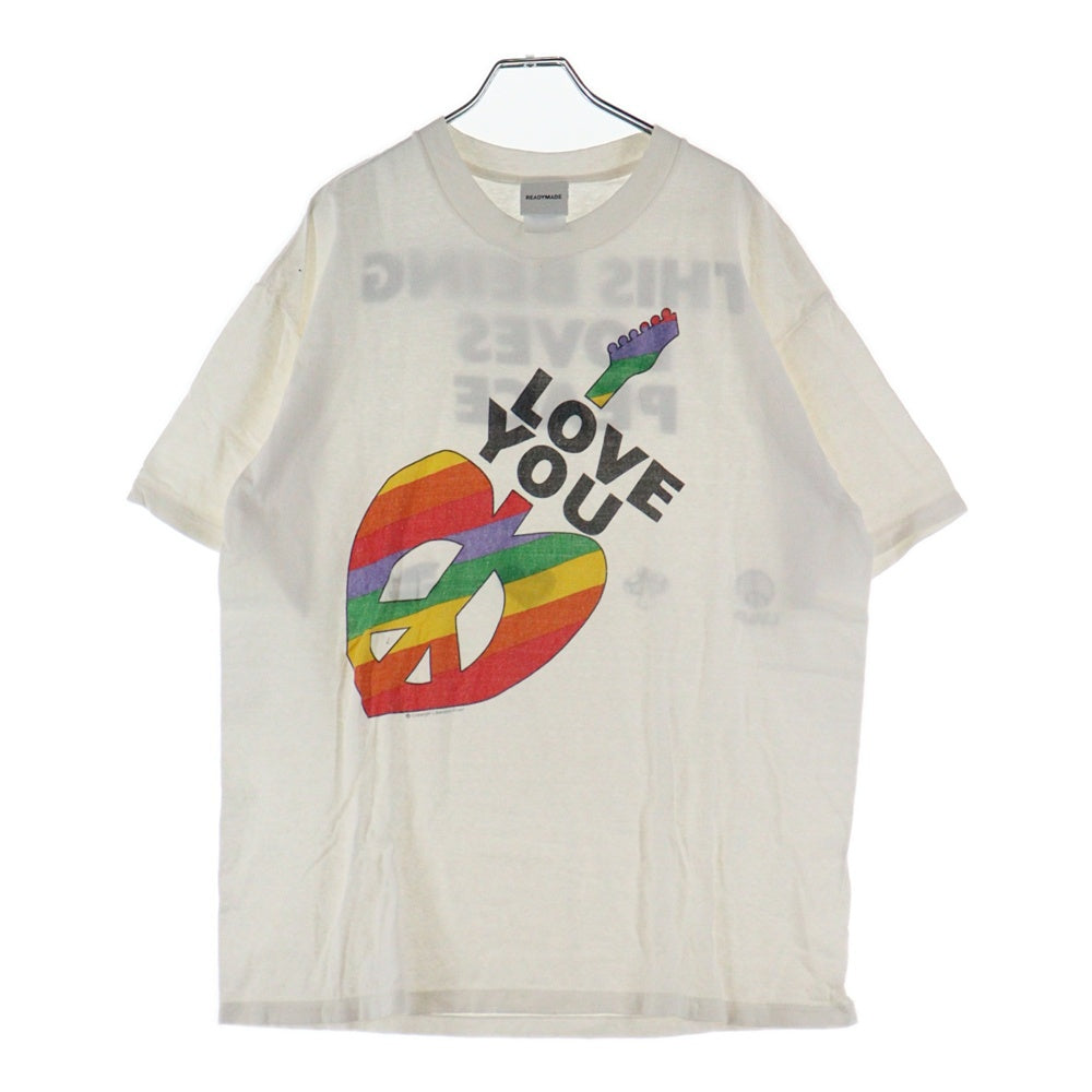 READY MADE(レディメイド) 24SS PEACE PRINT TEE ピース プリント クルーネック 半袖カットソー Tシャツ ホワイト RE-CO-WH-00-00-274