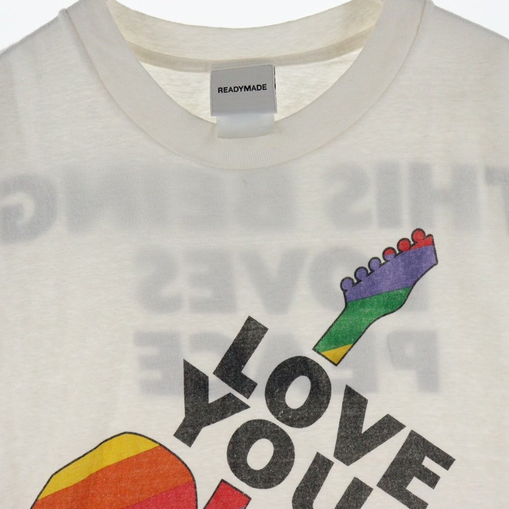READY MADE(レディメイド) 24SS PEACE PRINT TEE ピース プリント クルーネック 半袖カットソー Tシャツ ホワイト RE-CO-WH-00-00-274