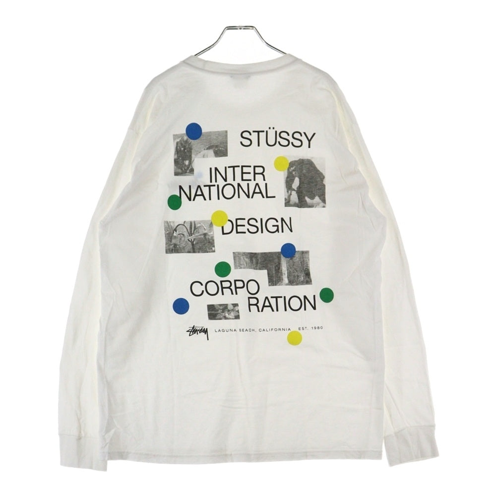 STUSSY(ステューシー) DOT COLLEGE PIG.DYED L/S TEE ドット カレッジ ピグメント クルーネック 長袖カットソー Tシャツ ホワイト