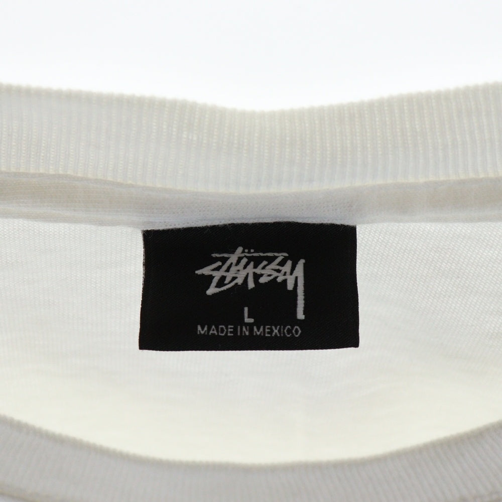 STUSSY(ステューシー) DOT COLLEGE PIG.DYED L/S TEE ドット カレッジ ピグメント クルーネック 長袖カットソー Tシャツ ホワイト