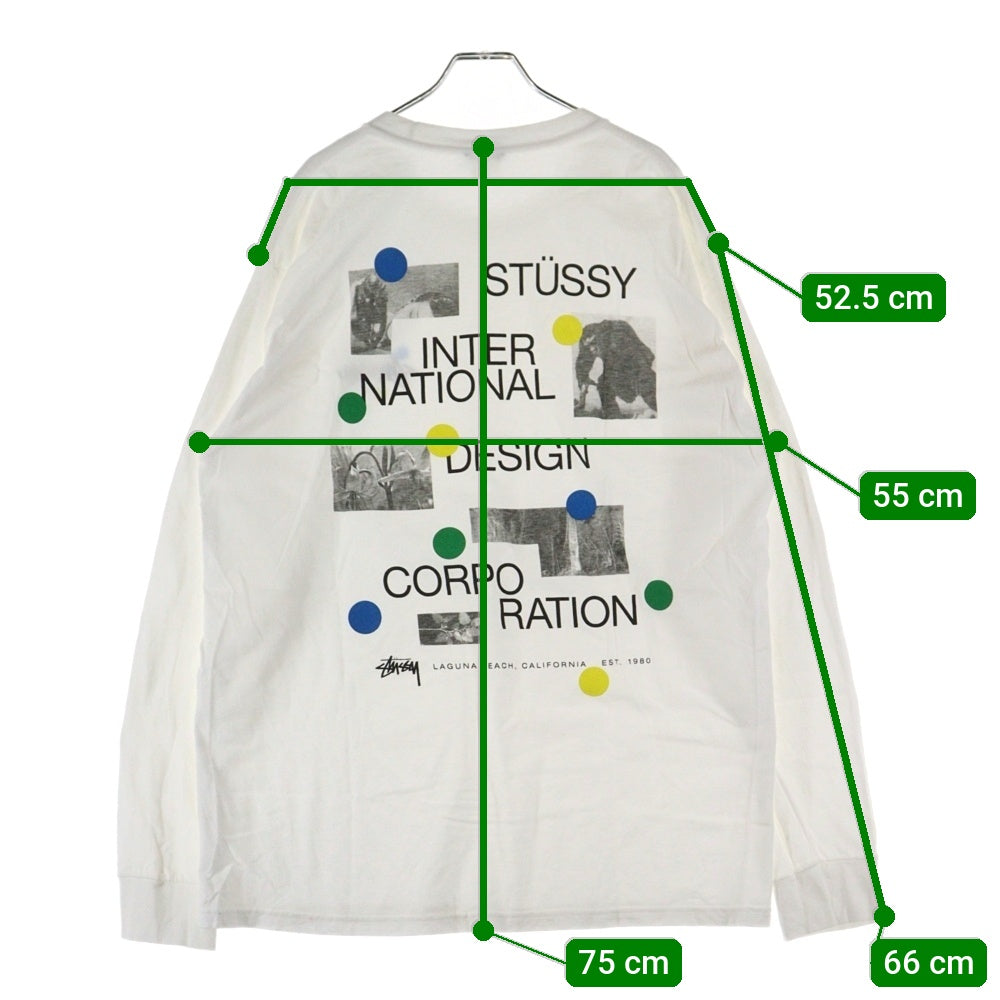 STUSSY(ステューシー) DOT COLLEGE PIG.DYED L/S TEE ドット カレッジ ピグメント クルーネック 長袖カットソー Tシャツ ホワイト