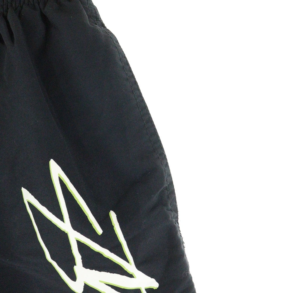STUSSY(ステューシー) Smooth Stock Water ロゴプリント ナイロンハーフパンツ ブラック