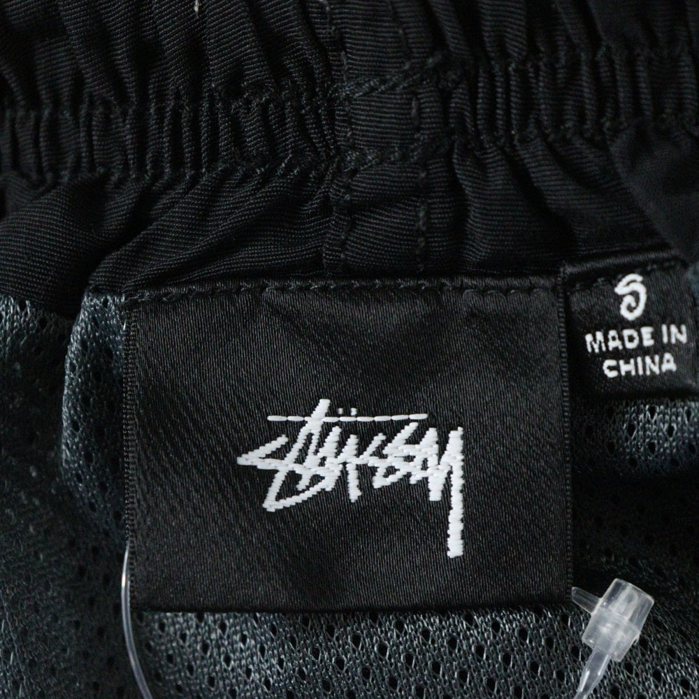 ステューシー 美品 イージーパンツ ダウン ロゴ プリント S 黒 ブラック STUSSY(ステューシー) Smooth Stock Water ロゴプリント ナイロン