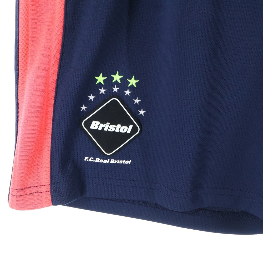 F.C.R.B./F.C.Real Bristol/FCRB(エフシーアールビー/エフシーレアルブリストル) PDK SHORTS ロゴパッチ付きサイドライントラックハーフパンツ ネイビー/レッド FCRB-170006