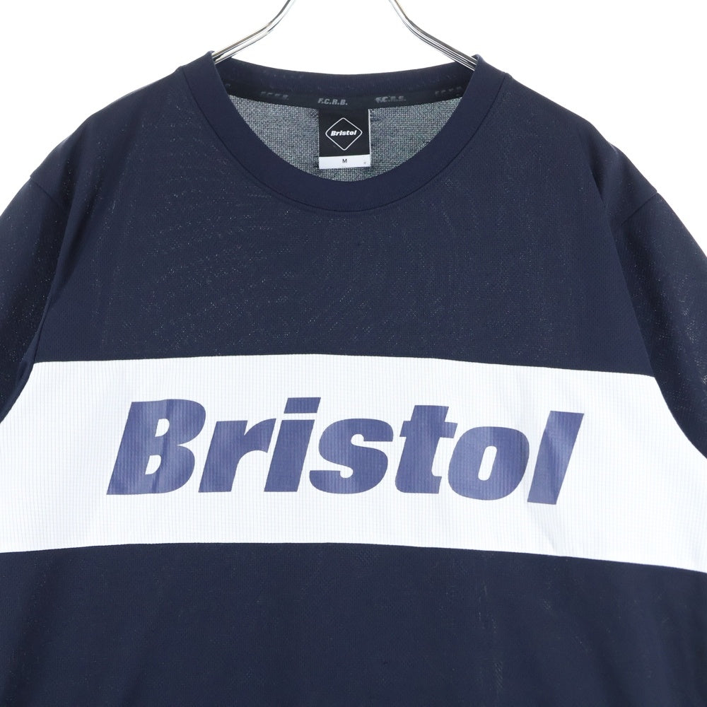 F.C.R.B./F.C.Real Bristol/FCRB(エフシーアールビー/エフシーレアルブリストル) TRAINING BIG TEE トレーニングビッグT ロゴプリント素材切替 クルーネック半袖Tシャツカットソー ネイビー