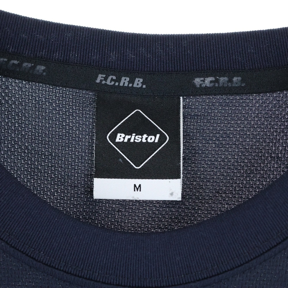 F.C.R.B./F.C.Real Bristol/FCRB(エフシーアールビー/エフシーレアルブリストル) TRAINING BIG TEE トレーニングビッグT ロゴプリント素材切替 クルーネック半袖Tシャツカットソー ネイビー