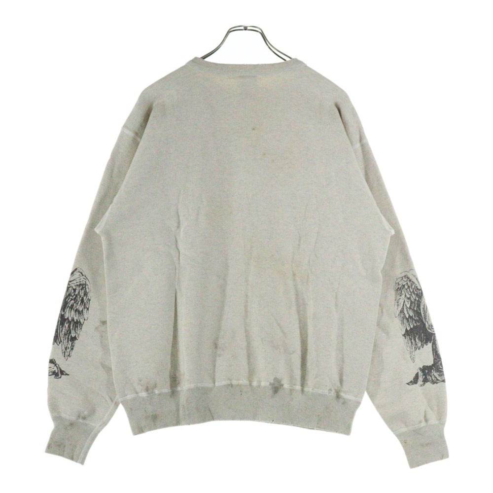 SAINT MICHAEL(セントマイケル) 23AW ARS CREW SWEAT MR ARIES アリーズ ダメージ加工クルーネック長袖スウェットトレーナー アイボリー SM-A23-0000-C02