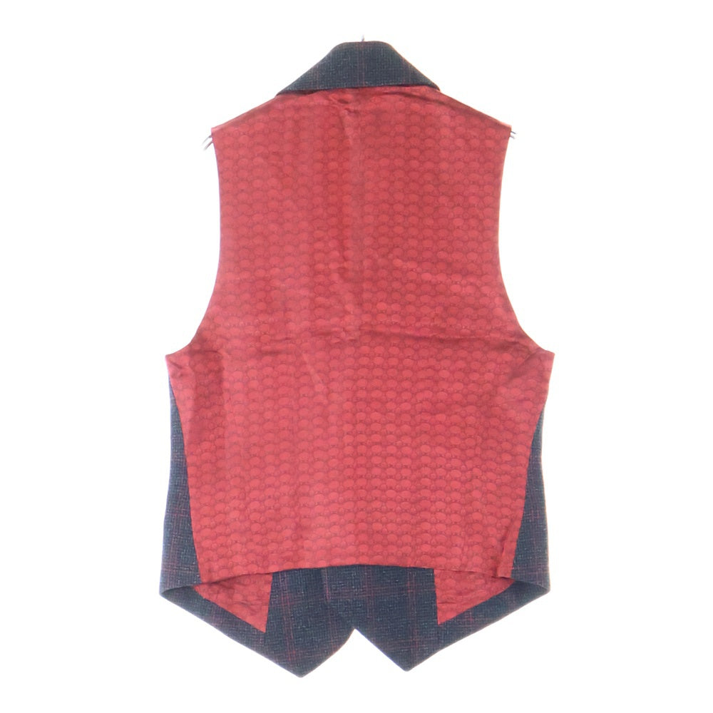 Vivienne Westwood(ヴィヴィアンウエストウッド) ウール切替 チェックジレベスト レッド