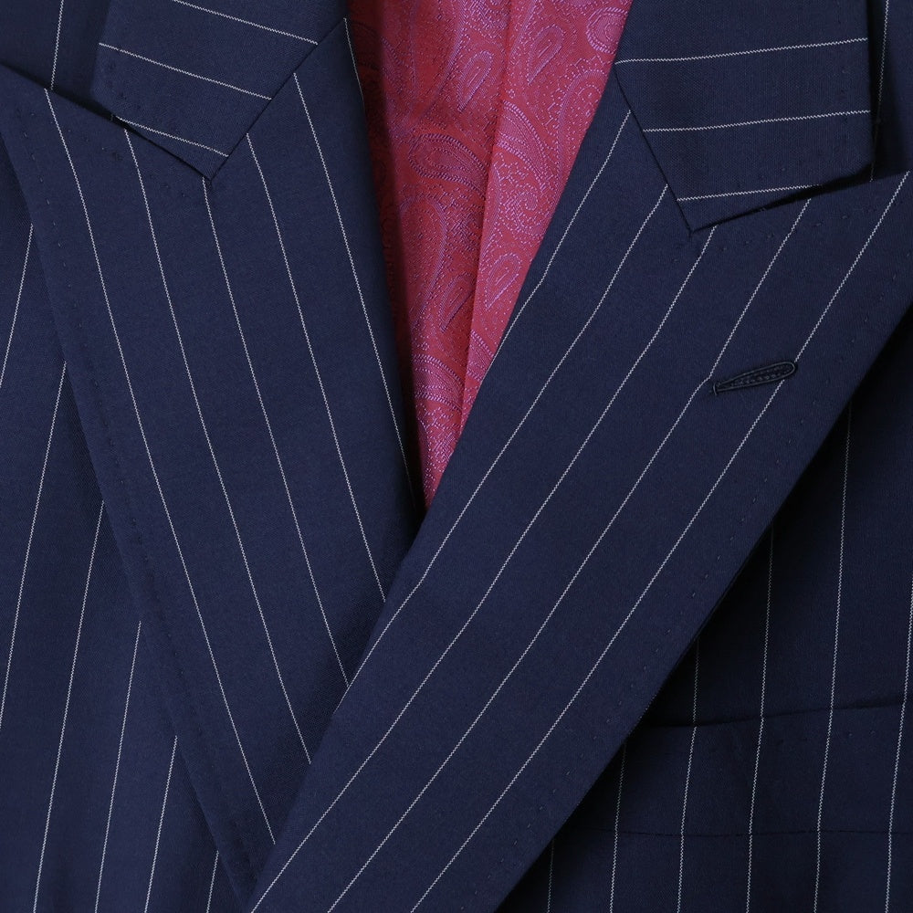 NO BRAND(ノーブランド) FRATELLI TALLIA DI DELFINO フラッテリタリアディデルフィノ 3ピース ストライプテーラードダブルジャケット ネイビー