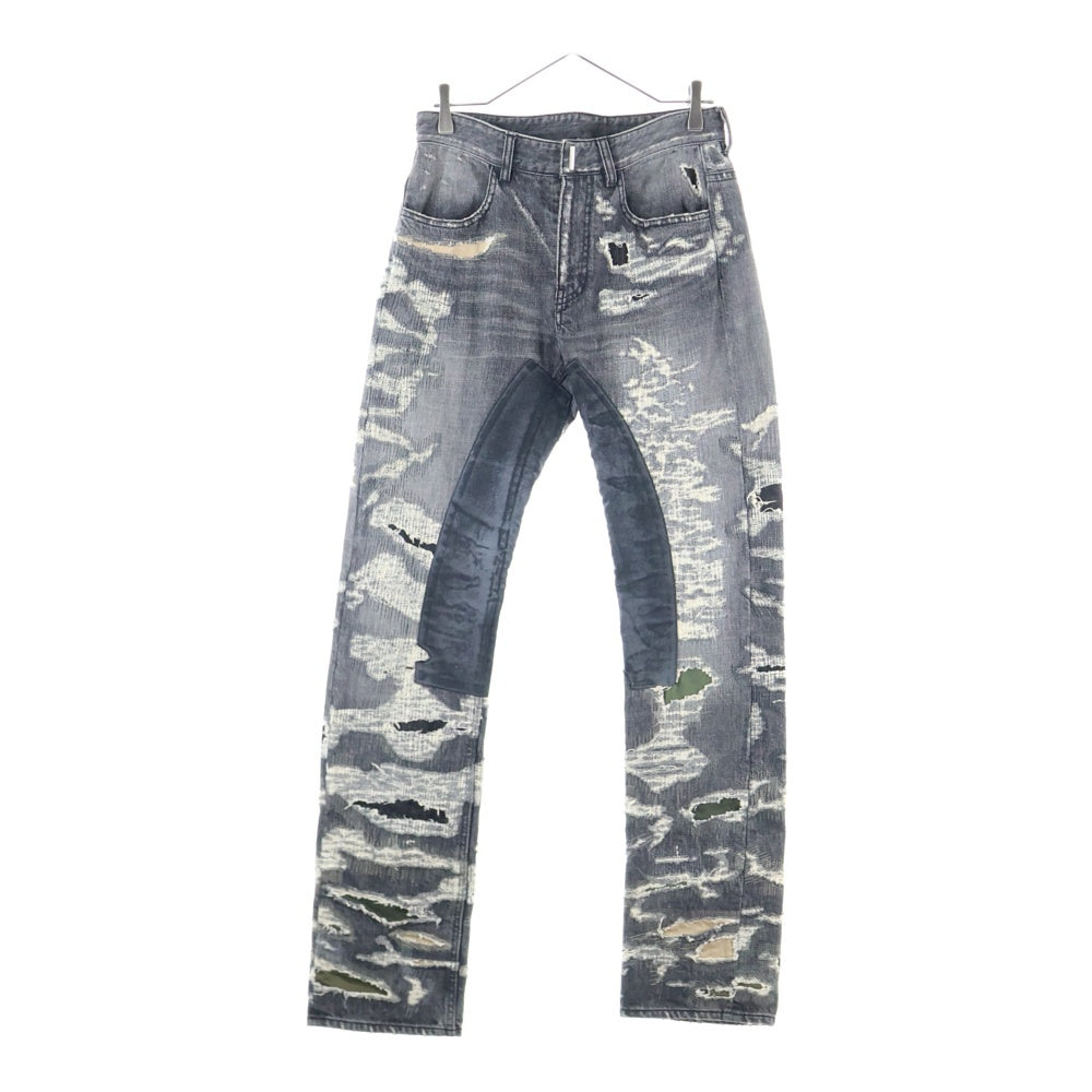 GIVENCHY(ジバンシィ) VINTAGE DISTRESS MOLESKIN JEANS デストロイ加工モールスキンデニムパンツ ブラック BM50VH5Y1B