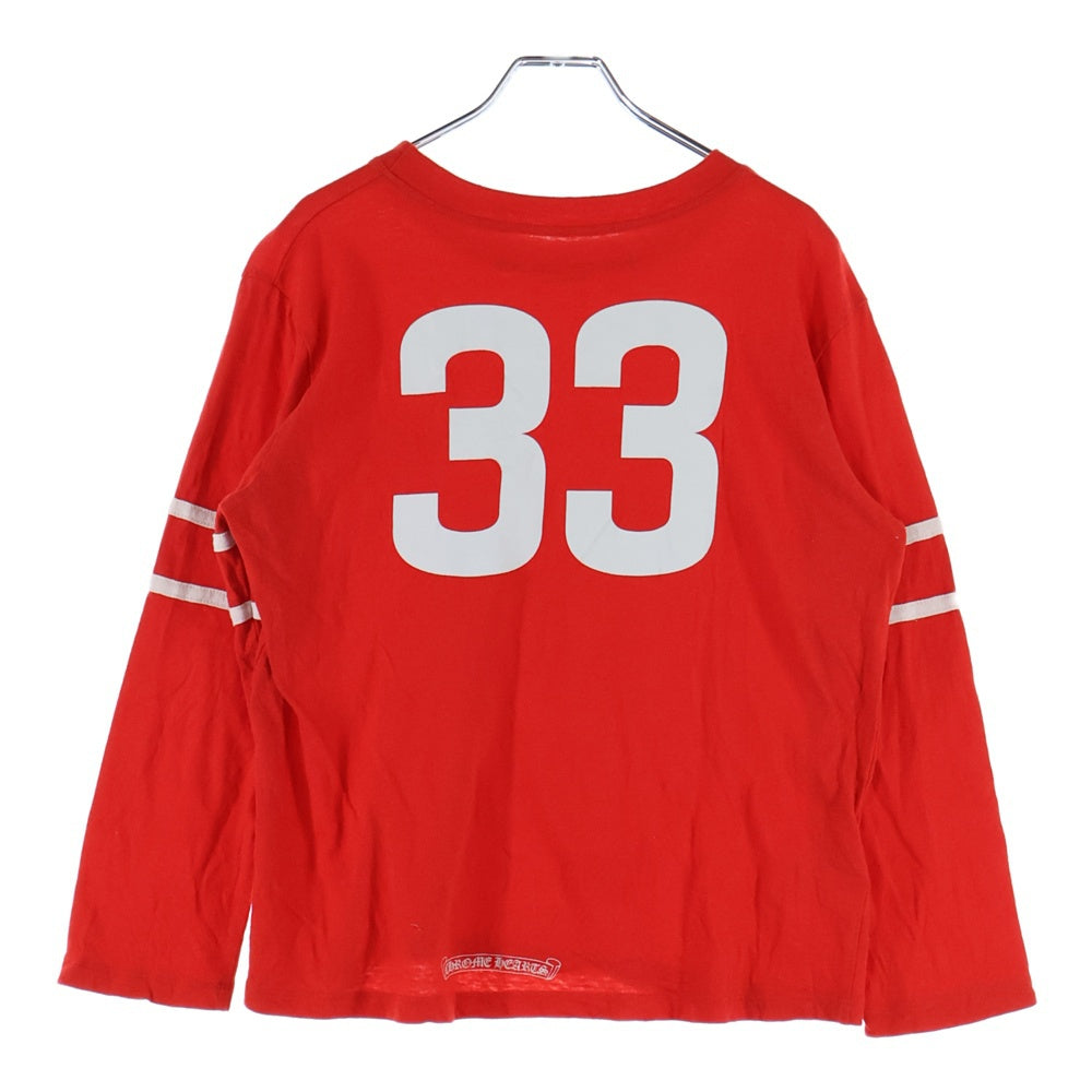 CHROME HEARTS(クロムハーツ) Roller Skates 33 Horseshoe Long Sleeve L/S Tee ホースシュープリントクルーネック長袖Tシャツカットソー レディース レッド