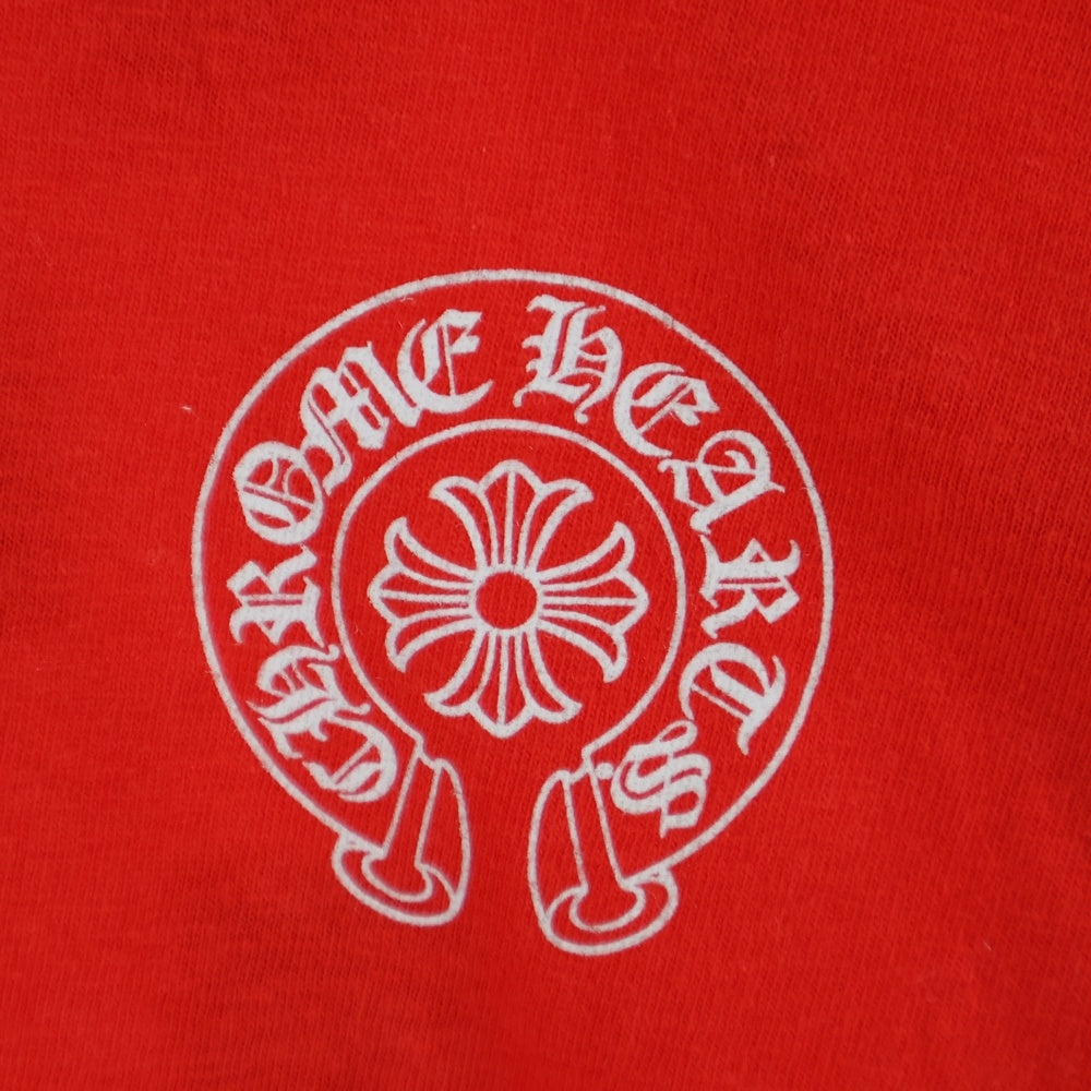 CHROME HEARTS(クロムハーツ) Roller Skates 33 Horseshoe Long Sleeve L/S Tee ホースシュープリントクルーネック長袖Tシャツカットソー レディース レッド