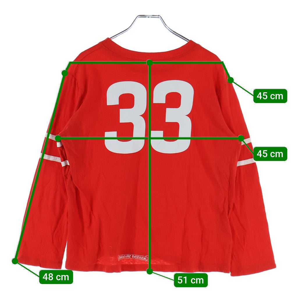 CHROME HEARTS(クロムハーツ) Roller Skates 33 Horseshoe Long Sleeve L/S Tee ホースシュープリントクルーネック長袖Tシャツカットソー レディース レッド