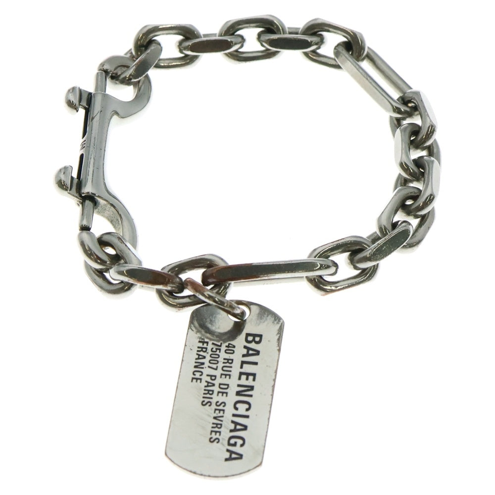 BALENCIAGA(バレンシアガ) Tags ドッグタグ付き カラビナブレスレット シルバー 792886 TZ99I