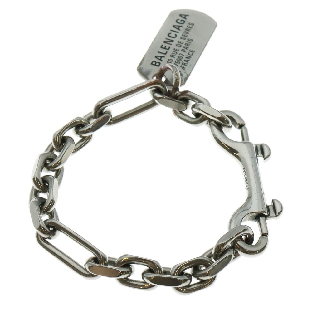 BALENCIAGA(バレンシアガ) Tags ドッグタグ付き カラビナブレスレット シルバー 792886 TZ99I