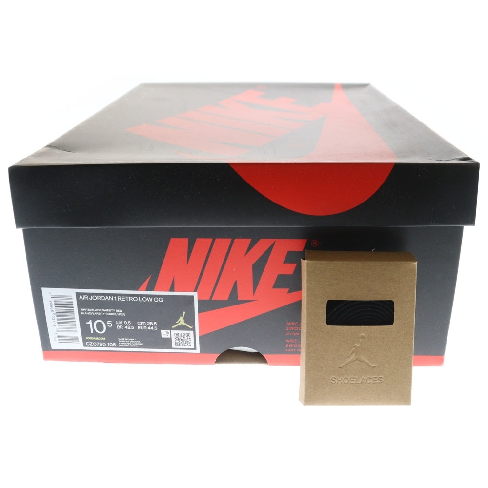NIKE(ナイキ) AIR JORDAN 1 RETRO LOW OG BLACK TOE エアジョーダン1 ブラックトゥ レースアップ ローカットスニーカー ホワイト/ブラック/レッド US10.5/28.5cm CZ0790-106