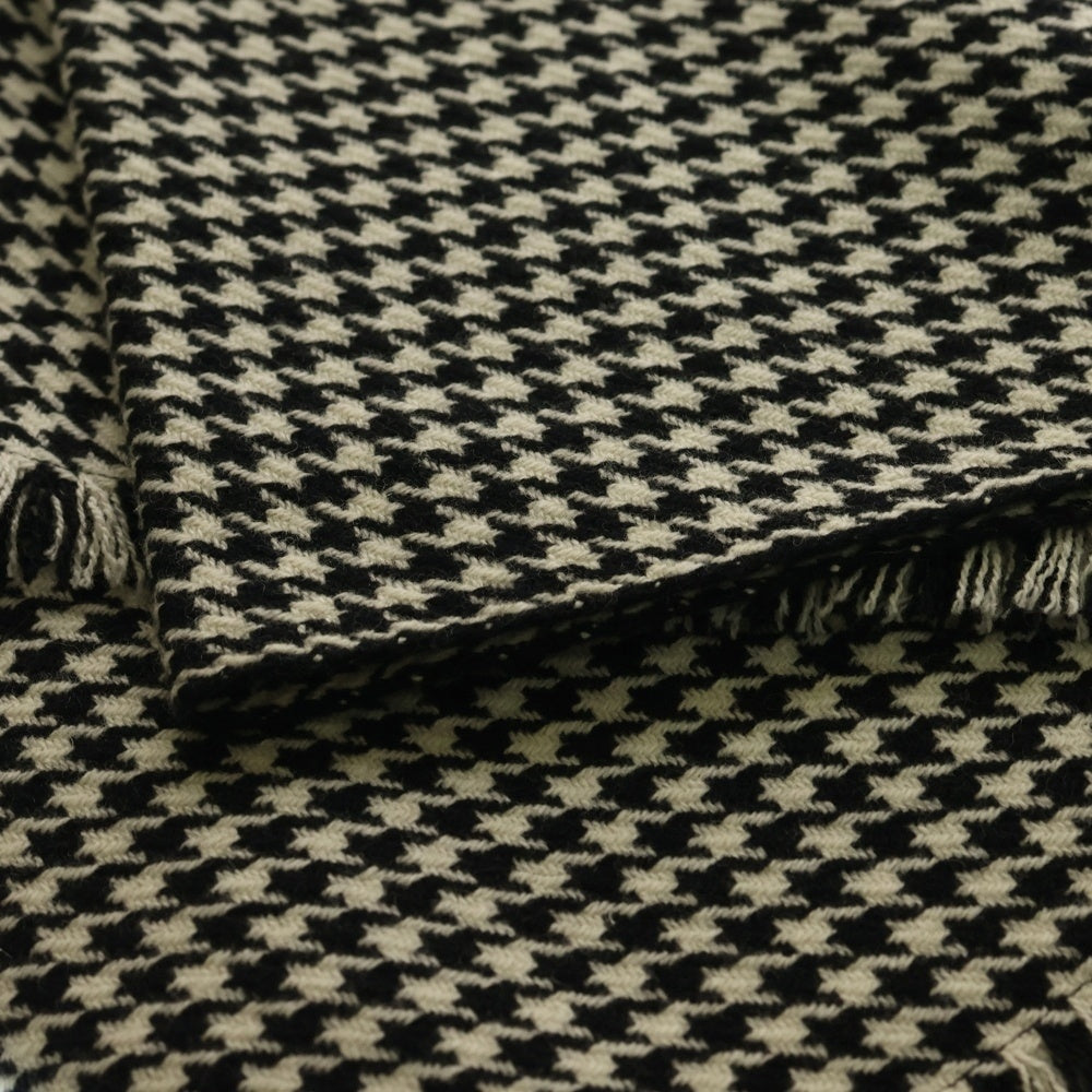 Yohji Yamamoto(ヨウジヤマモト) 千鳥格子 総柄マフラー ブラック/ホワイト FU-L27-142