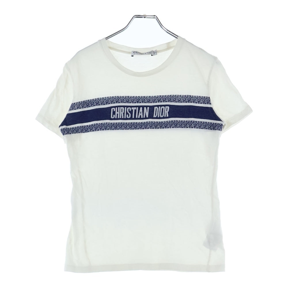 Christian Dior(クリスチャンディオール) 21SS ロゴジャガード クルーネック半袖Tシャツカットソー レディース ホワイト 143T04A4043