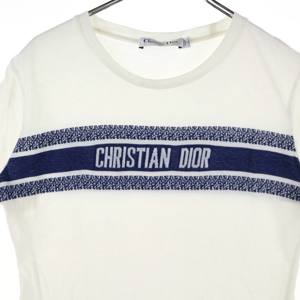 Christian Dior(クリスチャンディオール) 21SS ロゴジャガード クルーネック半袖Tシャツカットソー レディース ホワイト 143T04A4043