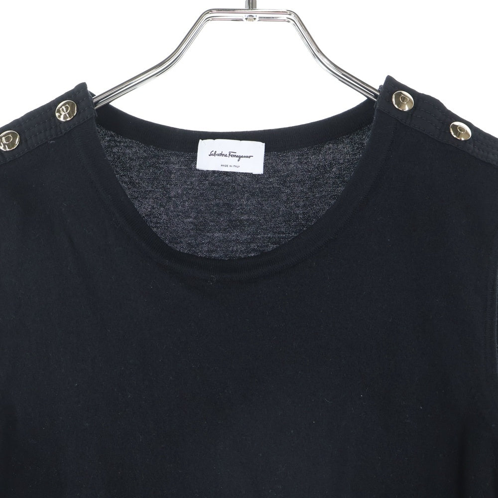 Salvatore Ferragamo(サルヴァトーレ フェラガモ) ショルダーボタンデザイン ノースリーブニットシャツ レディース ブラック