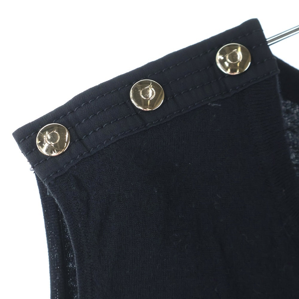 Salvatore Ferragamo(サルヴァトーレ フェラガモ) ショルダーボタンデザイン ノースリーブニットシャツ レディース ブラック