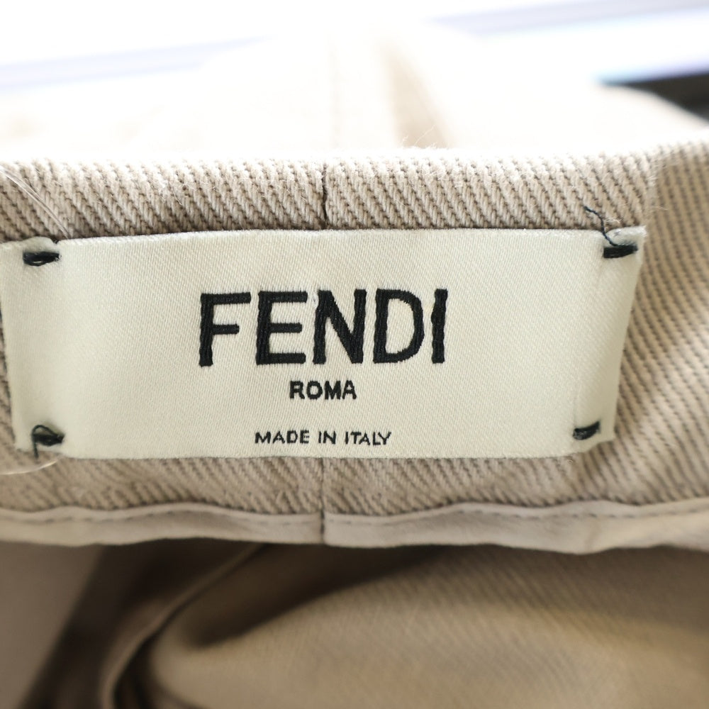FENDI(フェンディ) コットン 裾ボタン付き ワイドパンツ レディース ベージュ FR6077-02W