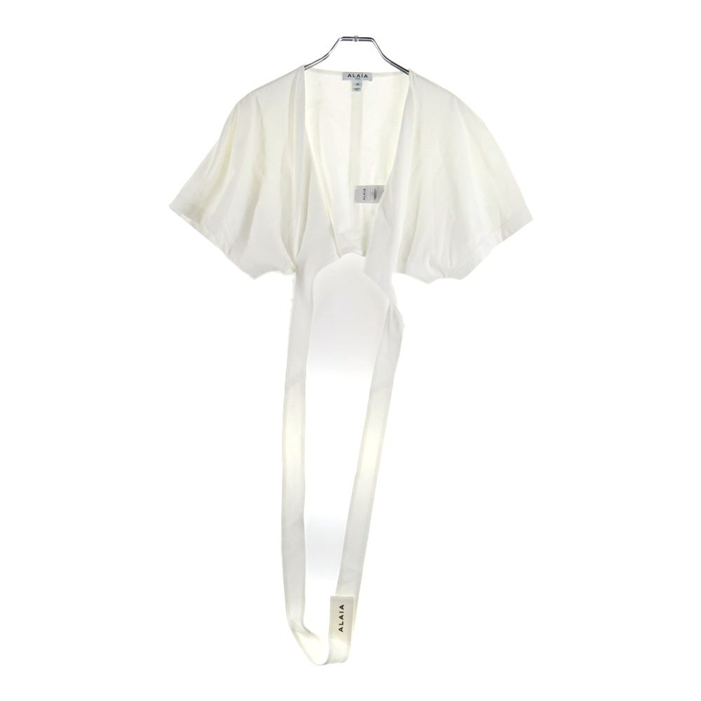 ALAIA(アライア) ウエストストラップ ロゴクロップトップ レディース ホワイト AA9H04084J010